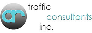 AR Traffic Consultants logo, lite blue AR logo in circle