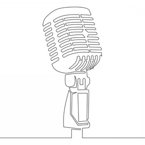 Single line drawn vintage vocal microphone