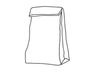 Simple line drawing of paper lunch bag
