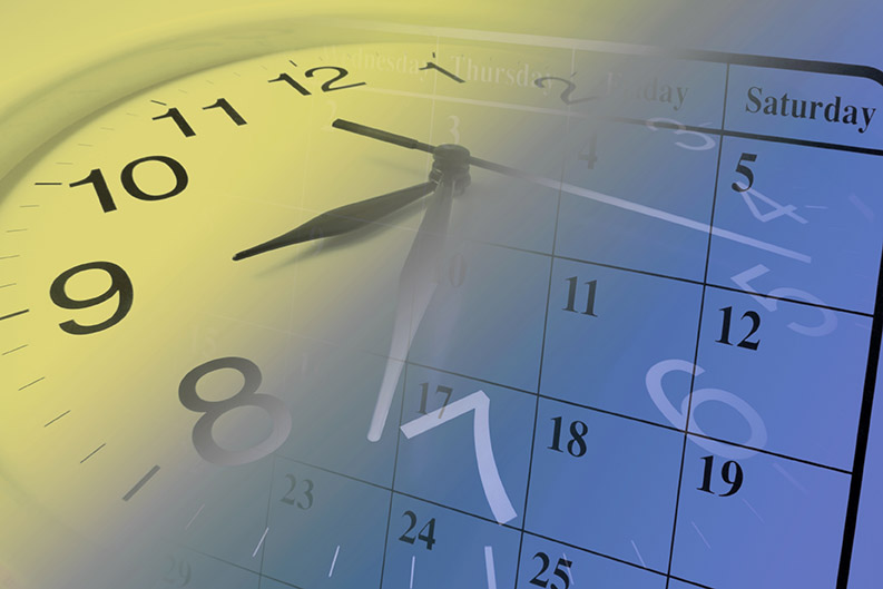 Clock image overlaying calendar image