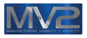 MV2 full logo, gray lettering over blue