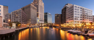 Milwaukee River photo, at night with reflection for XA User Conference image