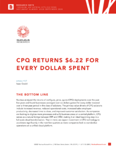 Infor CPQ Returns $6.22 for Every Dollar Spent